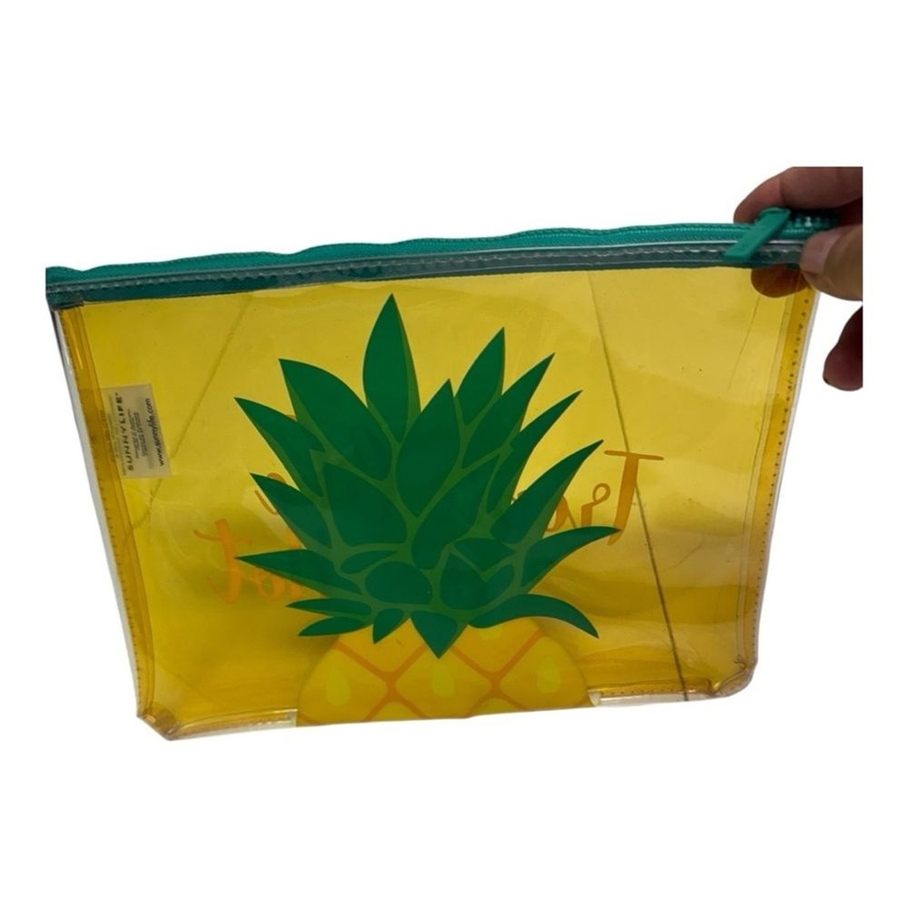 Sunny Life Translucent Yellow Pineapple Beach Summer Top Zipper Pouch Bag‎
